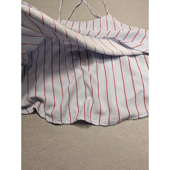Forever 21 Tank Women's Small Baby Blue Red Stripe baseball flowy EUC - Picture 3 of 10
